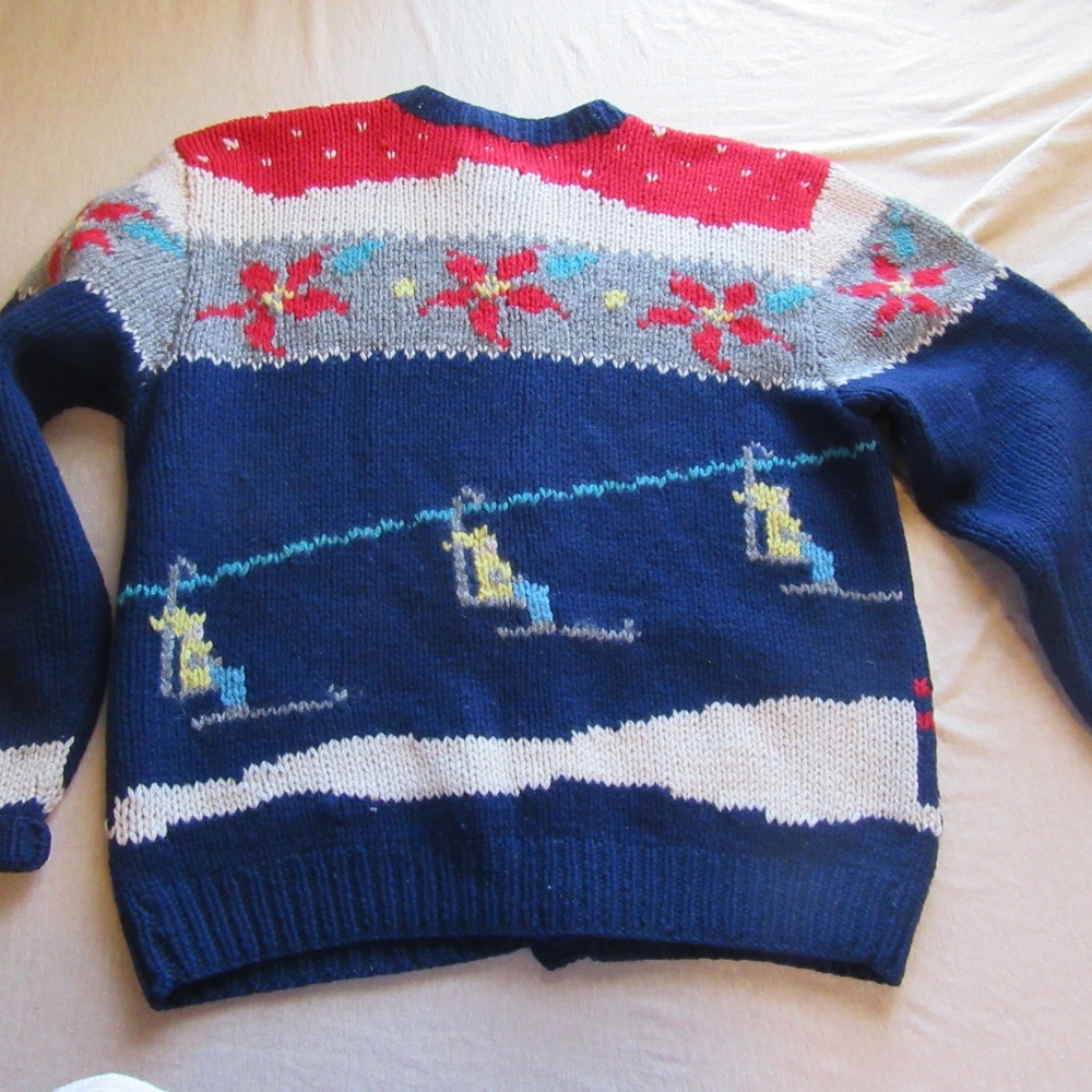 Vtg Woolrich Snowman Ski Holiday Cardigan Sweater - Picture 7 of 8
